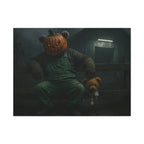 Spooky Pumpkin Head Canvas Art — Creepy Teddy Horror Wall Decor