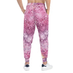 Valentine's Pink Galaxy Marble Athletic Joggers — Sparkle Space Print Sweatpants