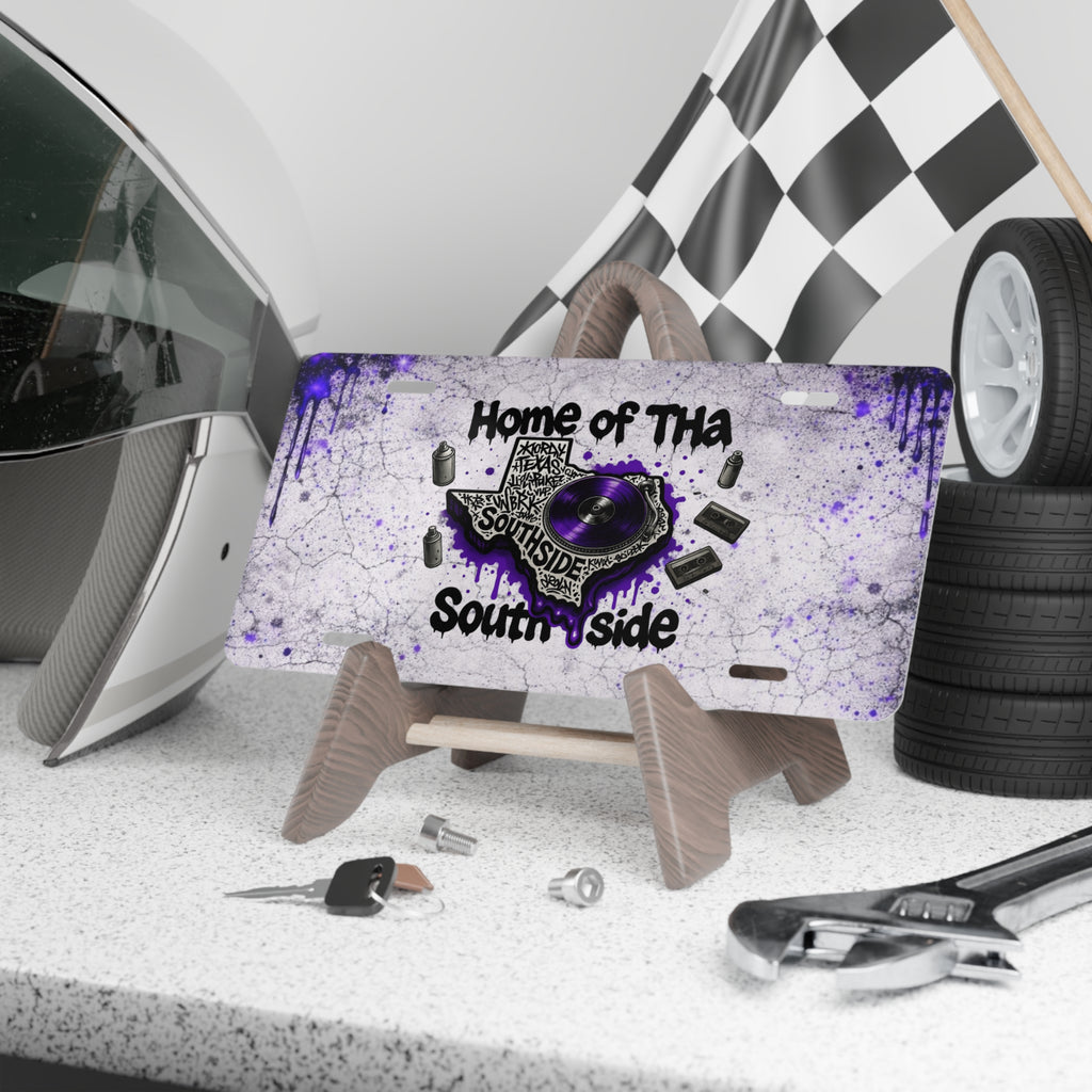 Vanity Plate - "Home of Tha South Side" Purple Drip Texas License Plate