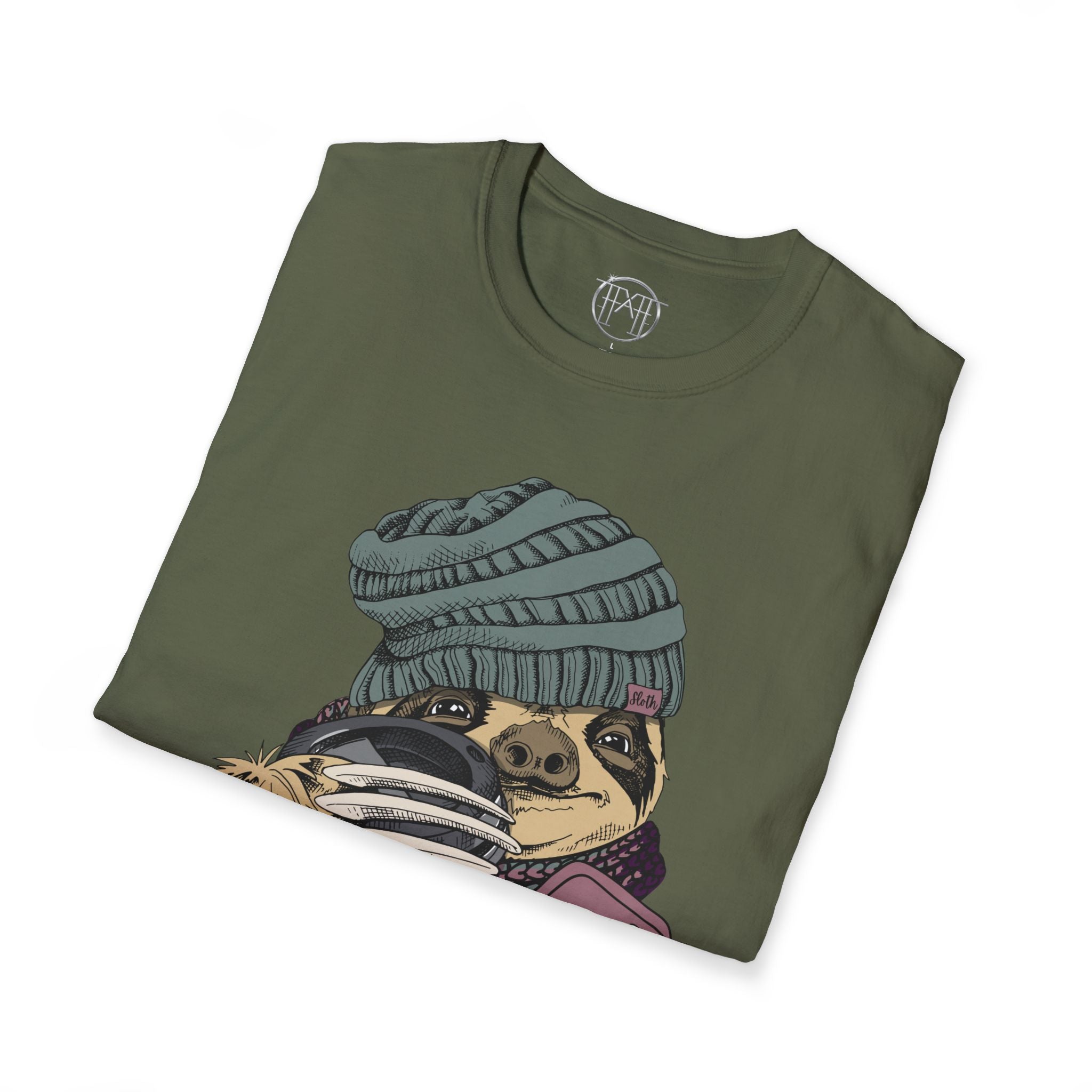 Cozy Sloth Coffee Tee – Cute Winter Sloth Holding Coffee Cup T-Shirt