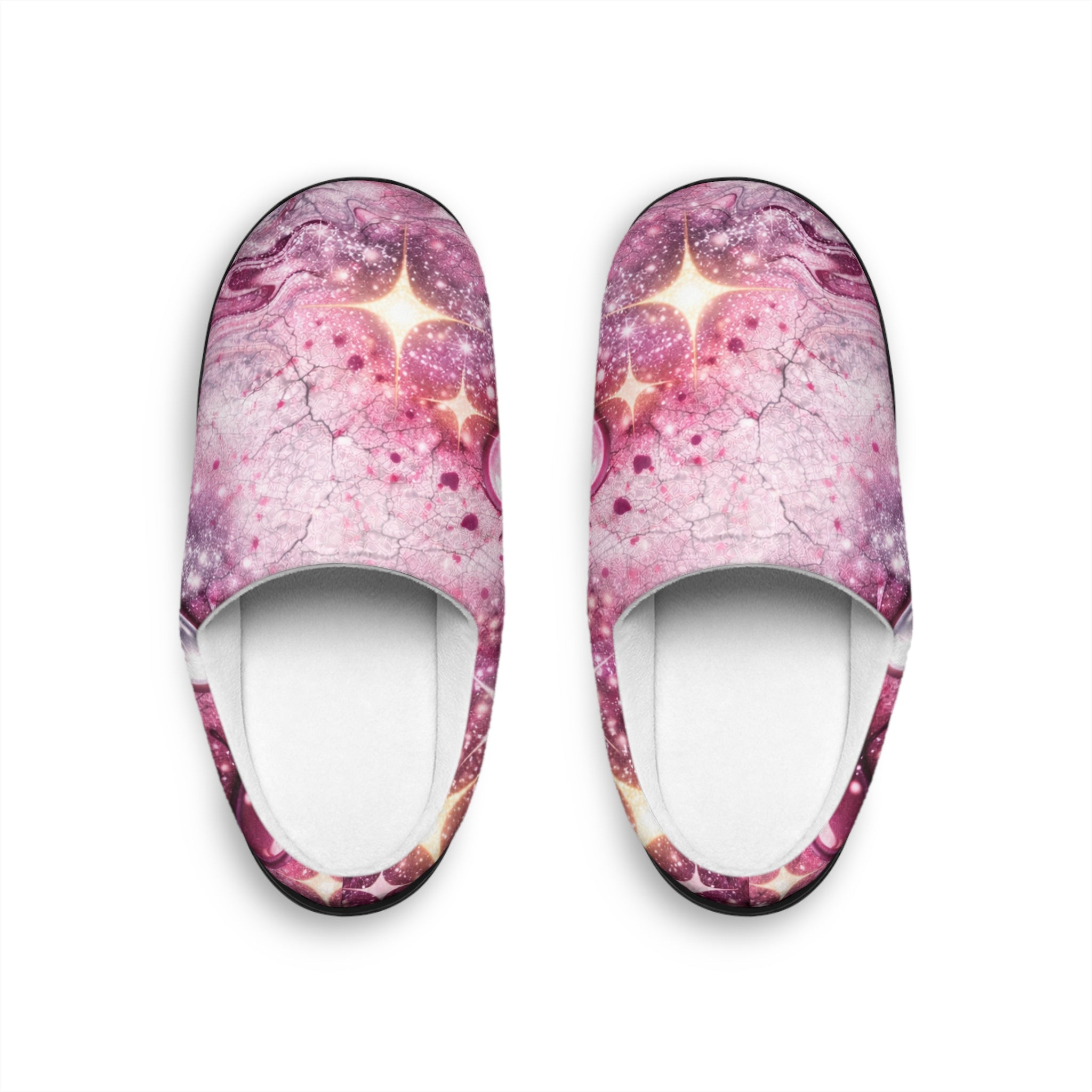 Pink Galaxy Indoor Slippers — Men’s Cozy Starry Marble Slip-Ons