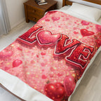 Love Heart Velveteen Plush Blanket — Romantic Valentine’s Cozy Throw