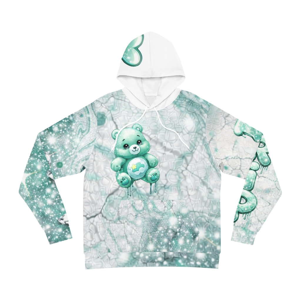 Teal Sparkle Bear Hoodie — Cute All-Over Print Fashion Hoodie