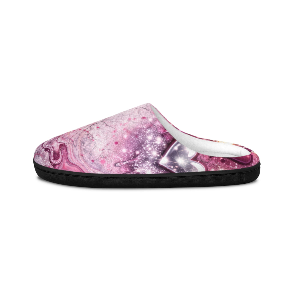 Pink Galaxy Indoor Slippers — Men’s Cozy Starry Marble Slip-Ons