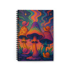 Psychedelic Mushroom Spiral Notebook — Colorful Snail & Rainbow Fungi Ruled Journal
