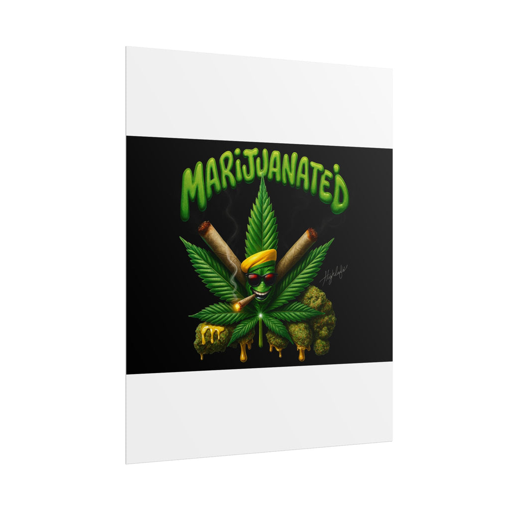 Marijuanated Poster — Rasta Cannabis Leaf Art Print (420 Stoner Decor)