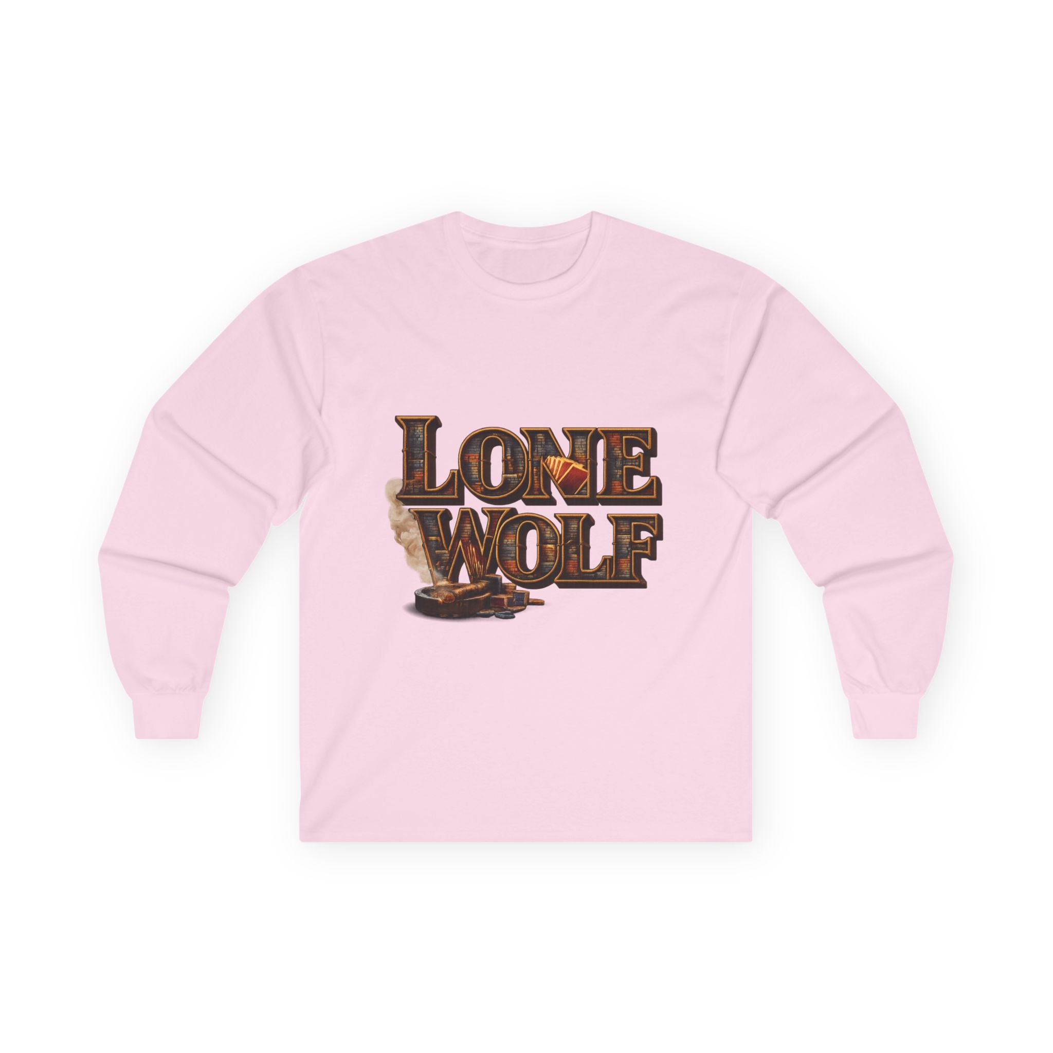 Lone Wolf Long Sleeve Tee — Vintage Wolf Portrait Graphic