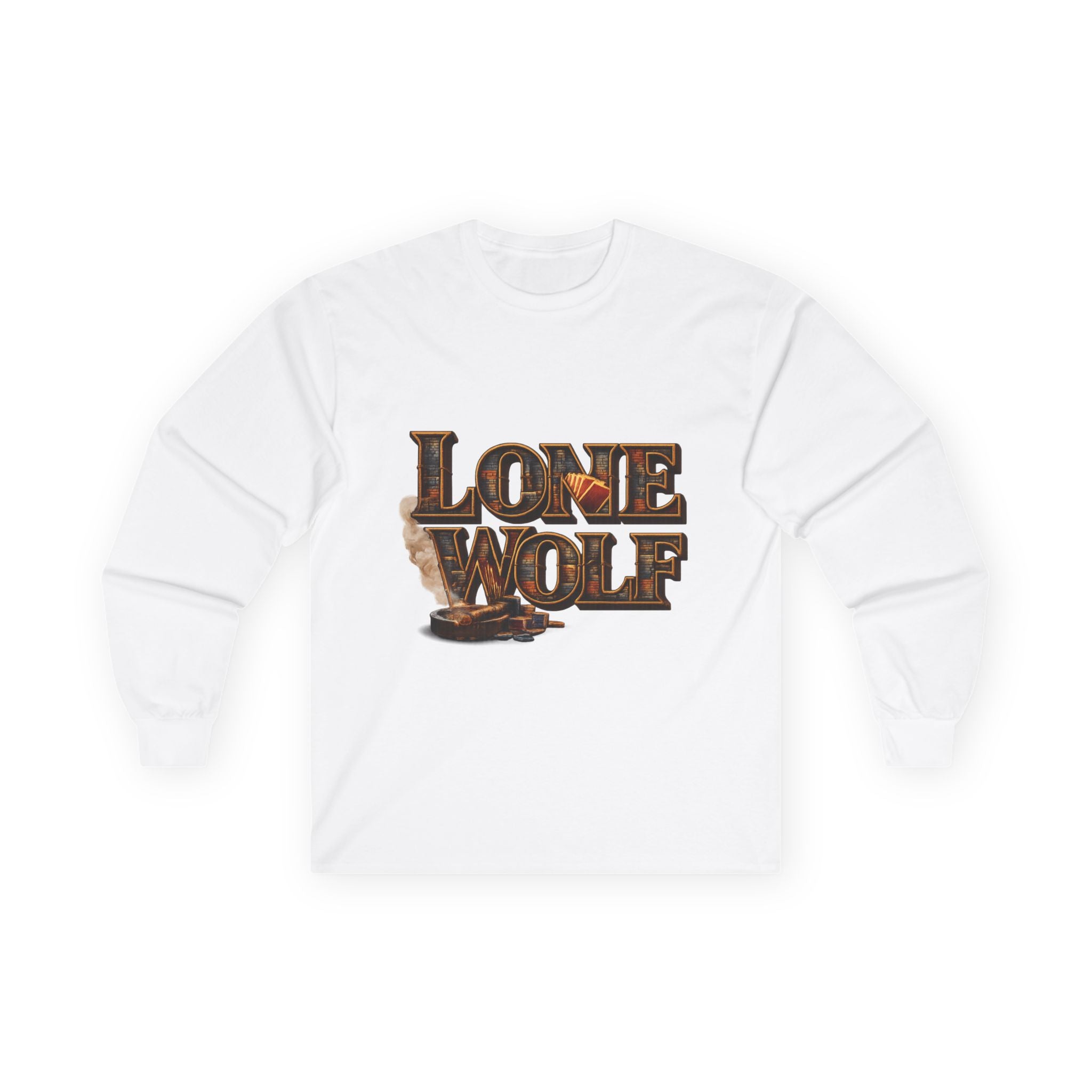 Lone Wolf Long Sleeve Tee — Vintage Wolf Portrait Graphic