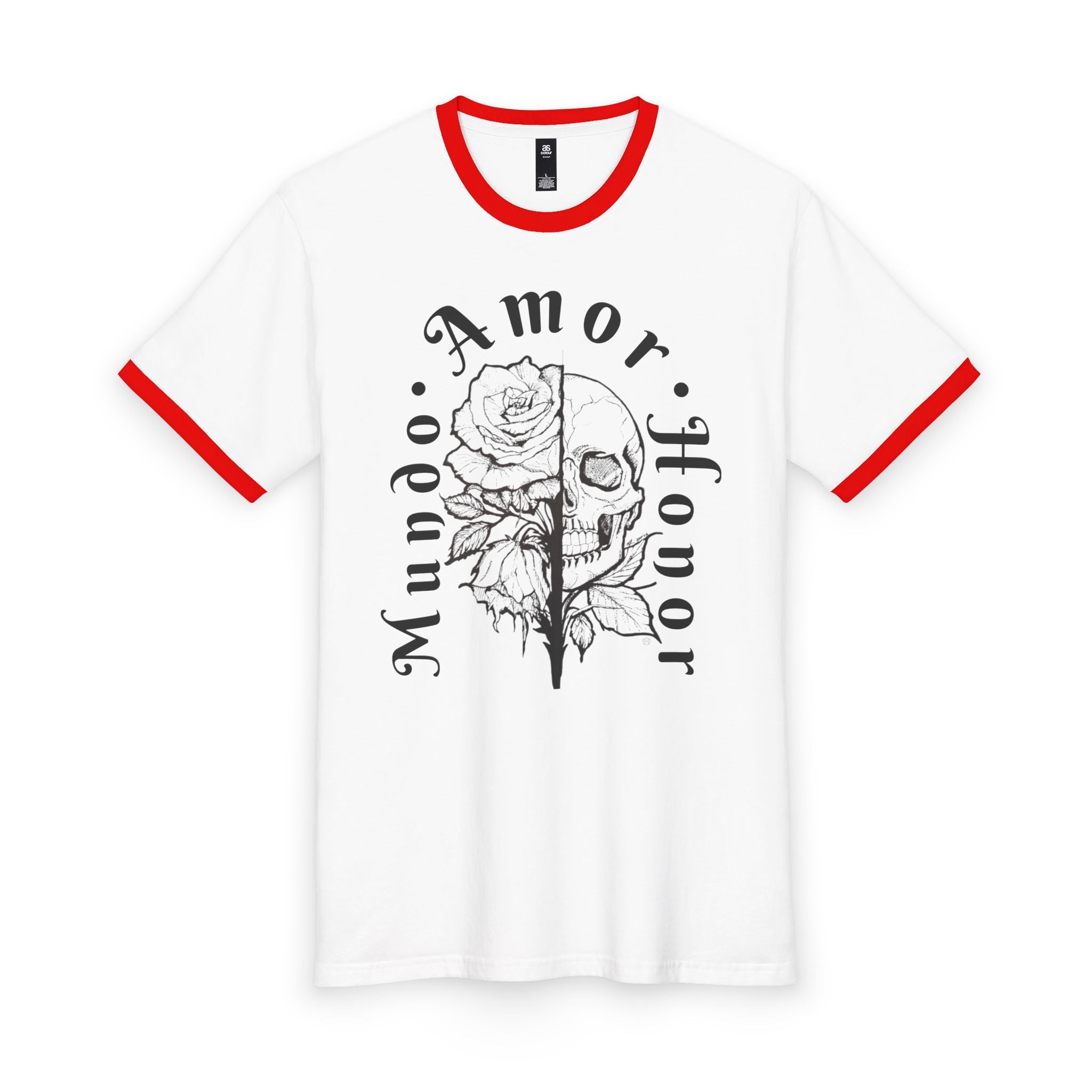Skull & Rose - Mundo Amor Honor Ringer Tee