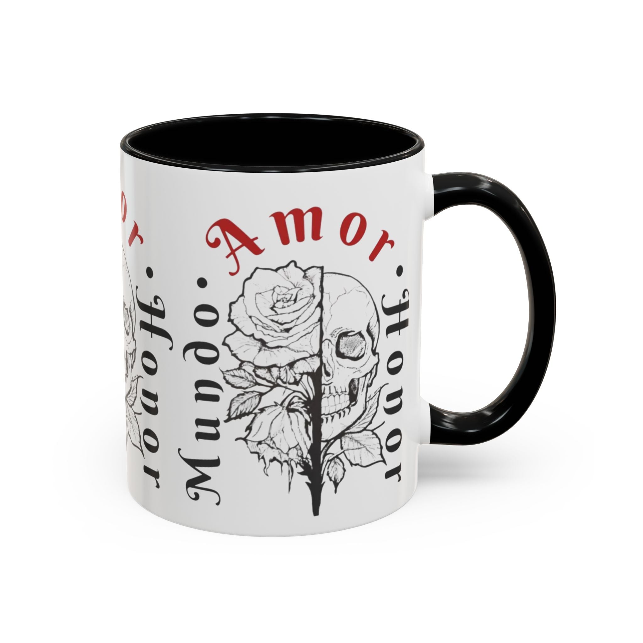 Amor y Honor Skull & Rose Accent Coffee Mug (11/15oz)