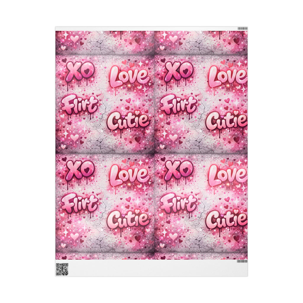 Valentine Pink "Love XO Cutie" Wrapping Paper