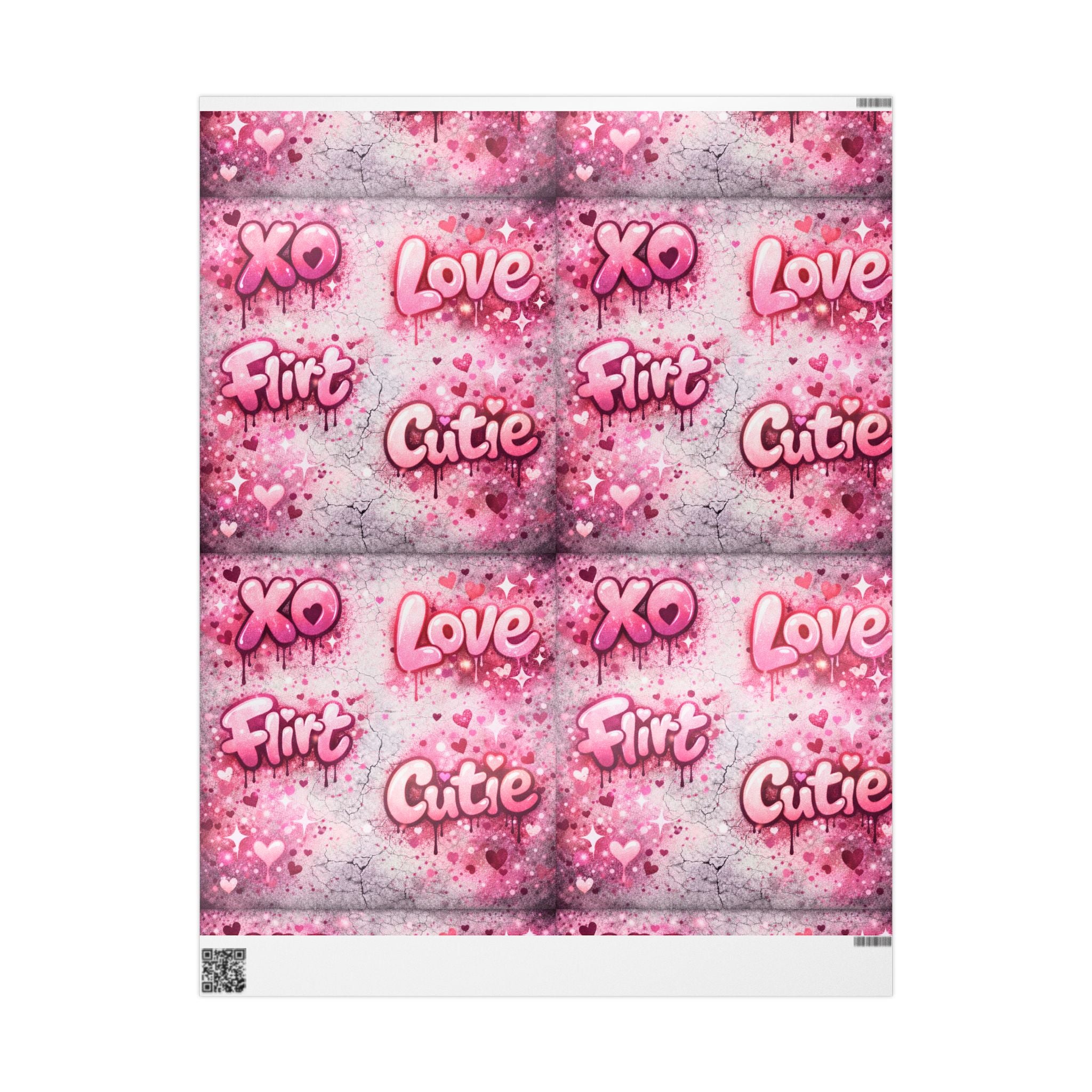 Valentine Pink "Love XO Cutie" Wrapping Paper