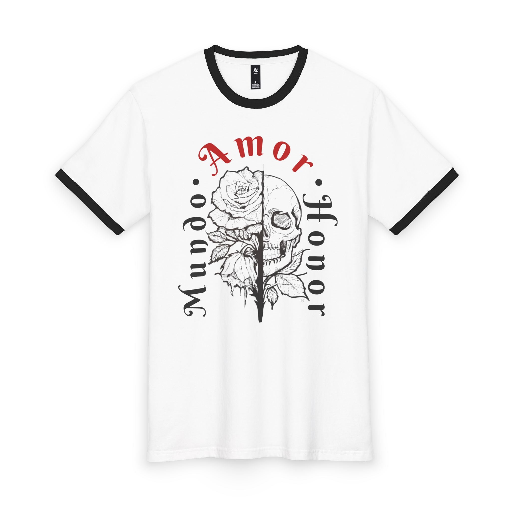 Skull & Rose - Mundo Amor Honor Ringer Tee
