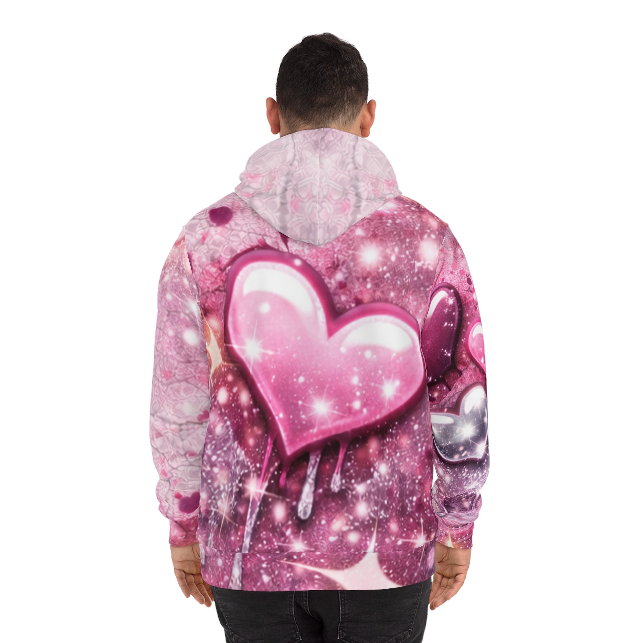 Valentine Pink Heart Galaxy Hoodie — Pink Heart Valentines Pullover
