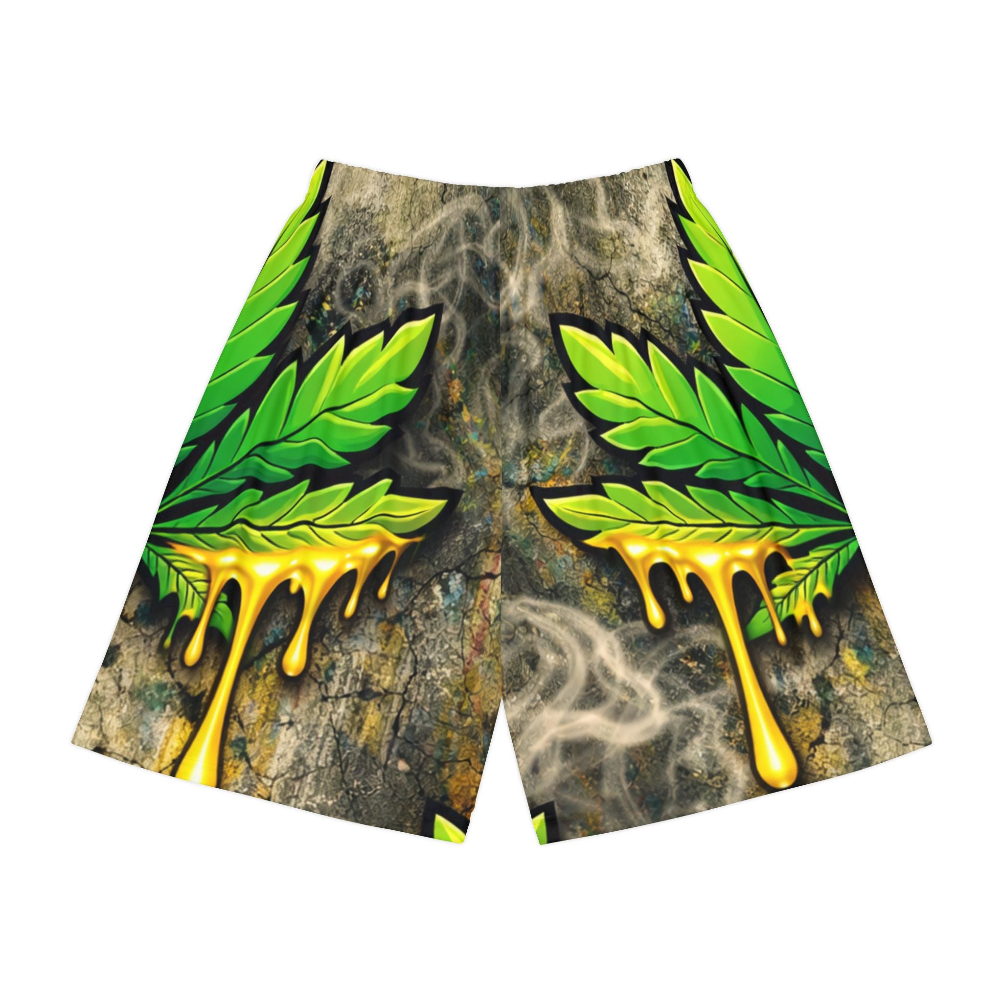 Dripping Cannabis Leaf AOP Men’s Sports Shorts — Bold Streetwear Activewear