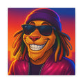 Cool Lion Portrait Canvas — Urban Rasta Lion Wall Art (Matte Stretched)