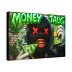 Money Talk Canvas Wall Art — Urban Graffiti Masked Figure with Cash
