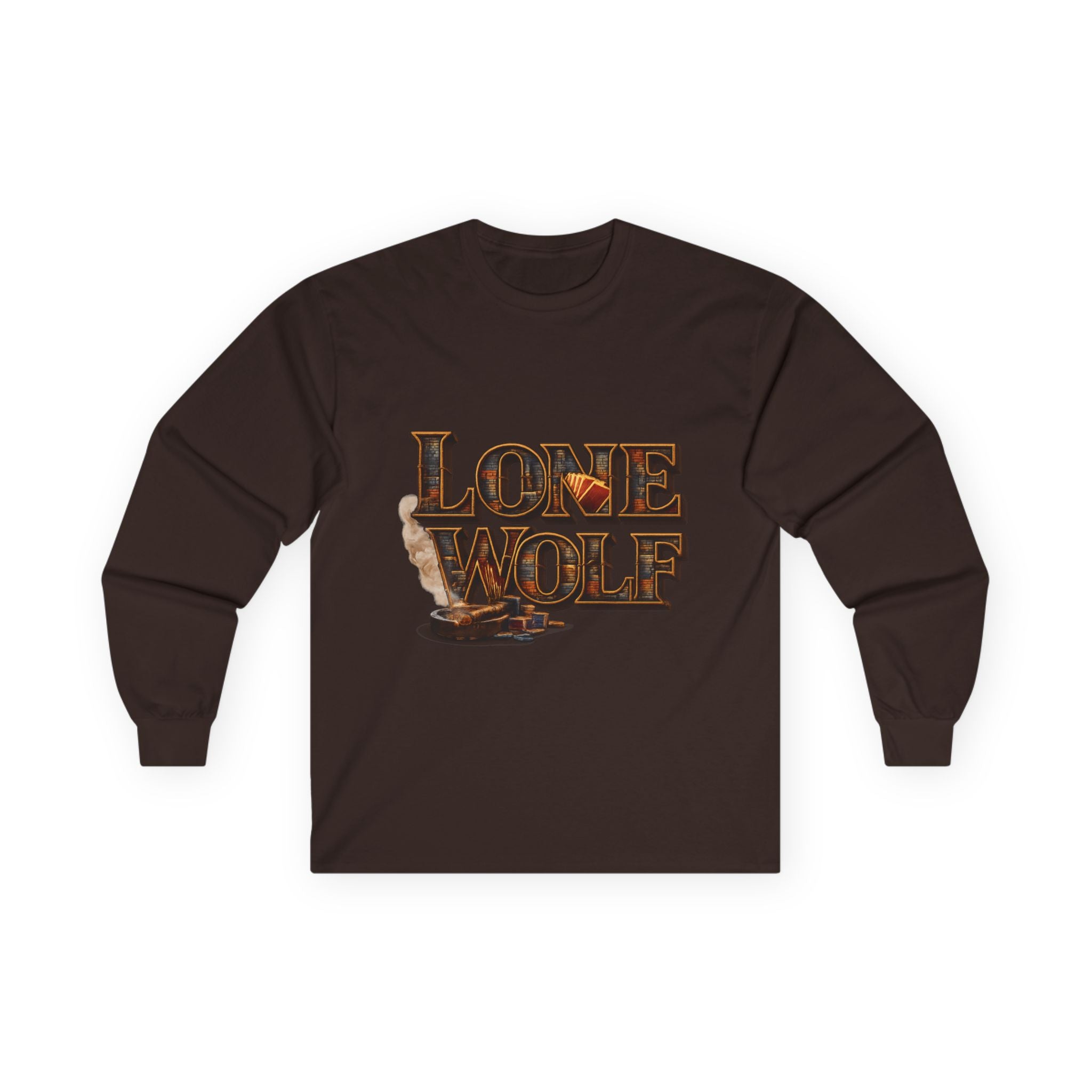 Lone Wolf Long Sleeve Tee — Vintage Wolf Portrait Graphic