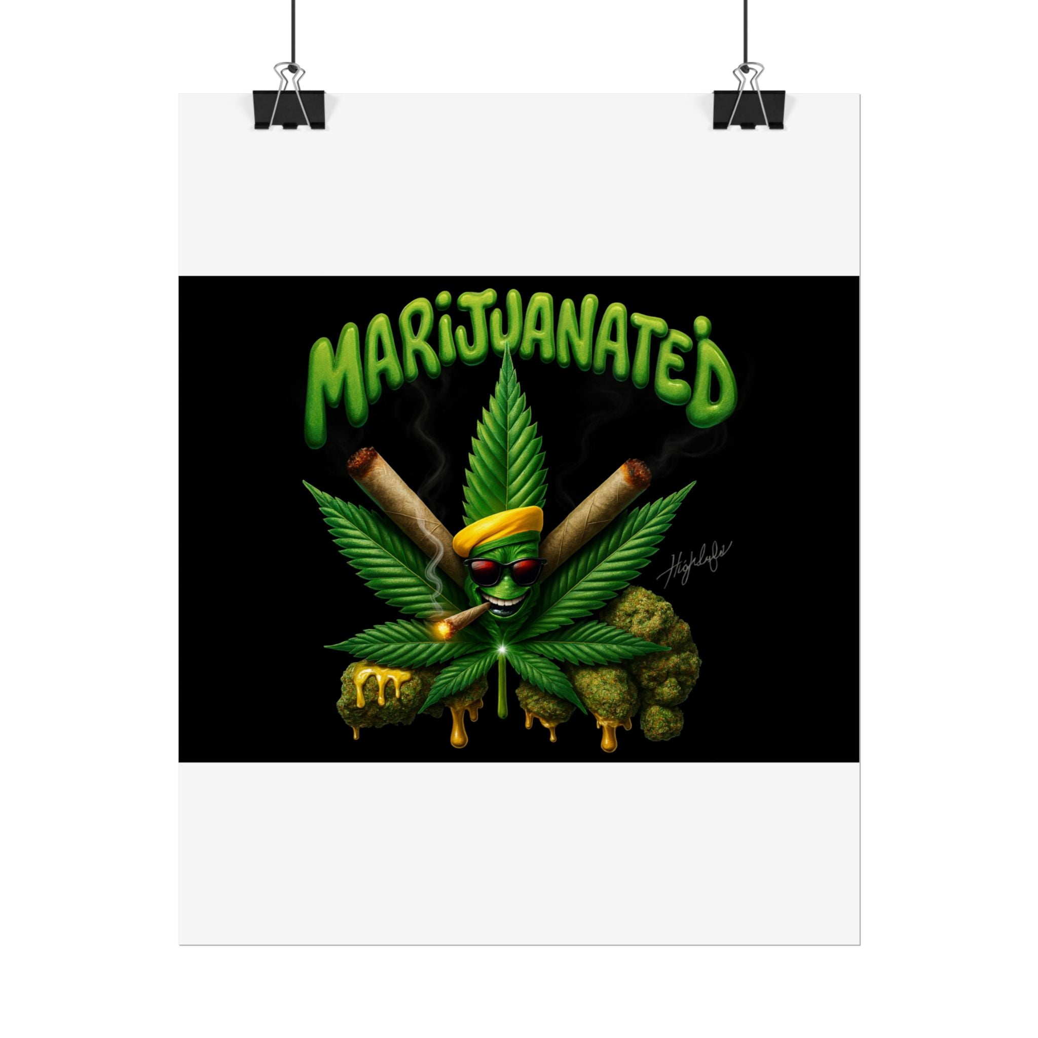 Marijuanated Poster — Rasta Cannabis Leaf Art Print (420 Stoner Decor)
