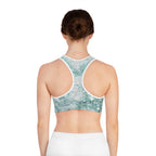 Mint Kawaii Bear Sports Bra — Cute Pastel Athletic Crop with Hearts