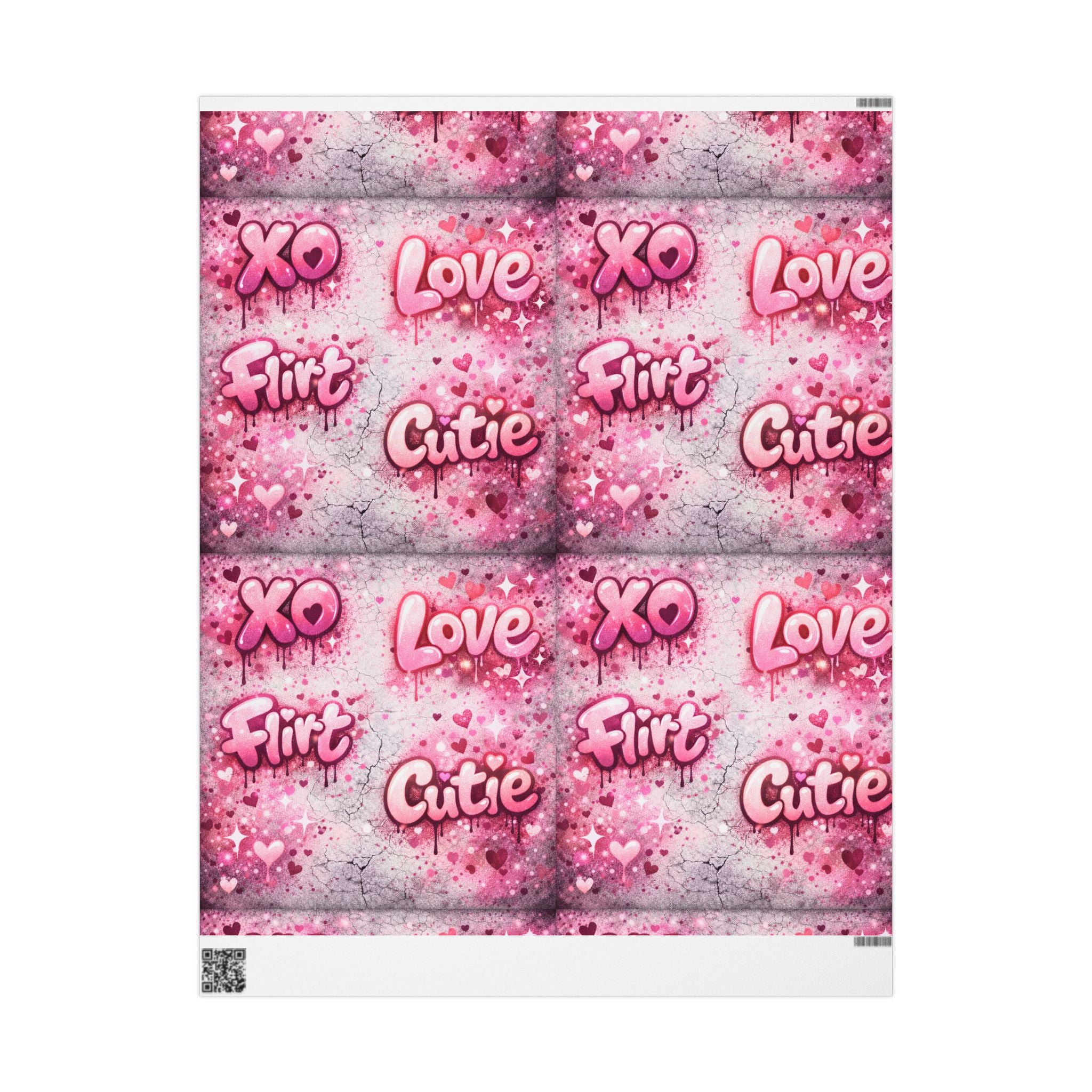 Valentine Pink "Love XO Cutie" Wrapping Paper