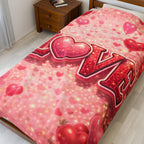 Love Heart Velveteen Plush Blanket — Romantic Valentine’s Cozy Throw