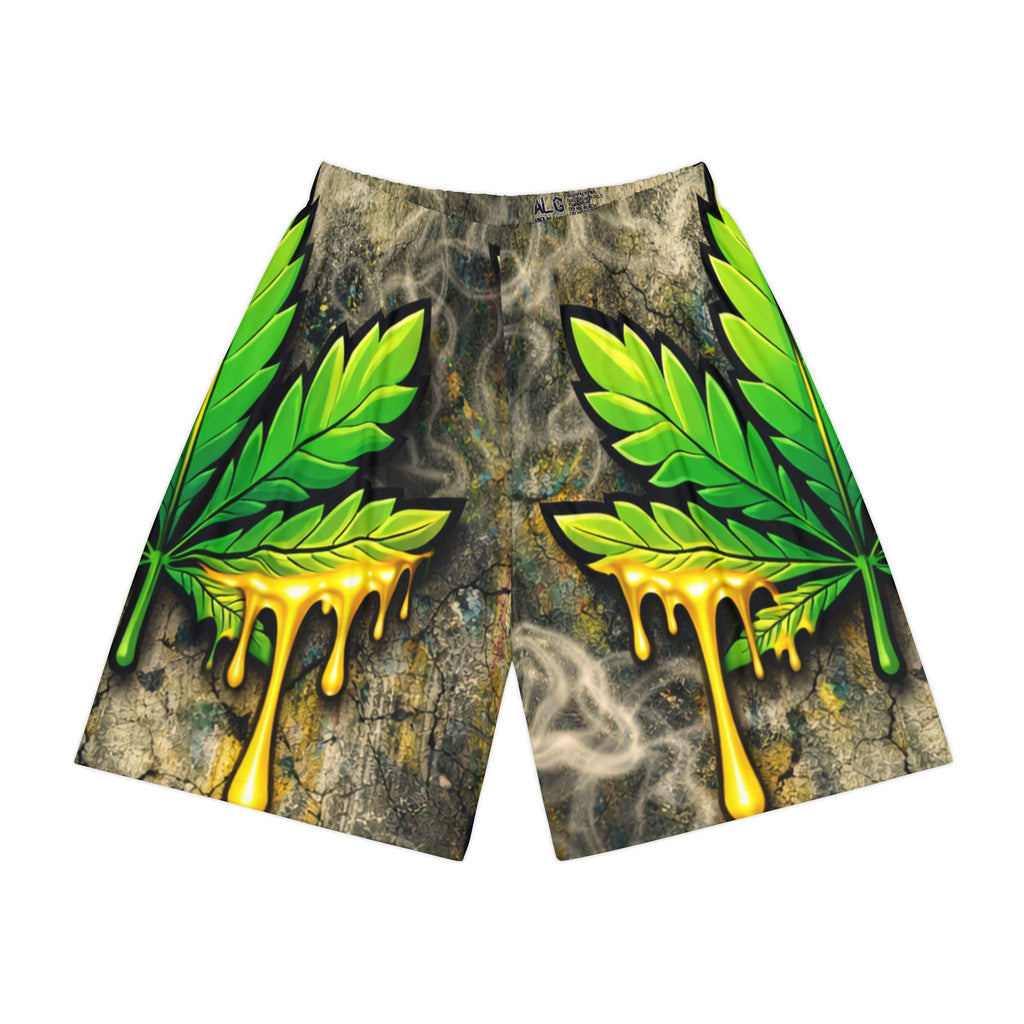 Dripping Cannabis Leaf AOP Men’s Sports Shorts — Bold Streetwear Activewear