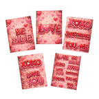 Valentine Love Cards - 5-Pack Greeting Card Set (Be Mine, XOXO, Love You)