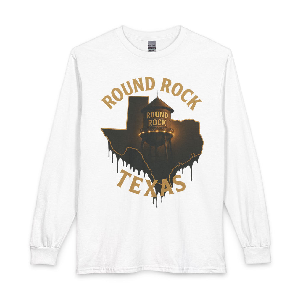 Round Rock Texas Long Sleeve Tee — Round Rock Water Tower Graphic