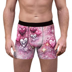 Pink Drippy Hearts Boxer Briefs — Men's Valentine's Day All-Over Print