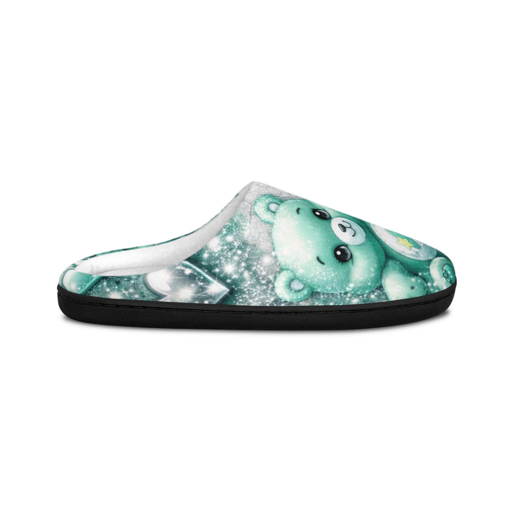 Cozy Green Teddy Bear Men's Indoor Slippers — Cute Care Bear Design