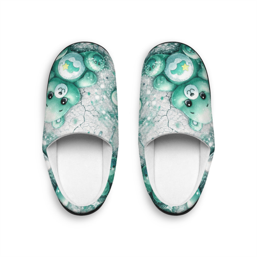 Cozy Green Teddy Bear Men's Indoor Slippers — Cute Care Bear Design