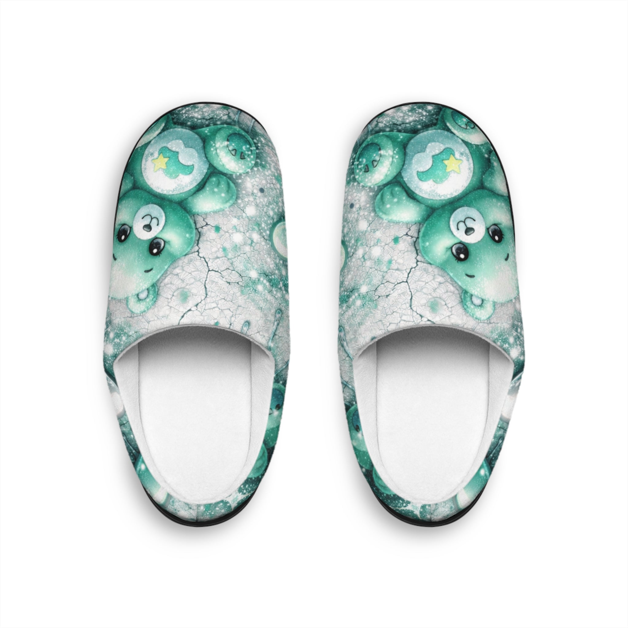 Cozy Green Teddy Bear Men's Indoor Slippers — Cute Care Bear Design