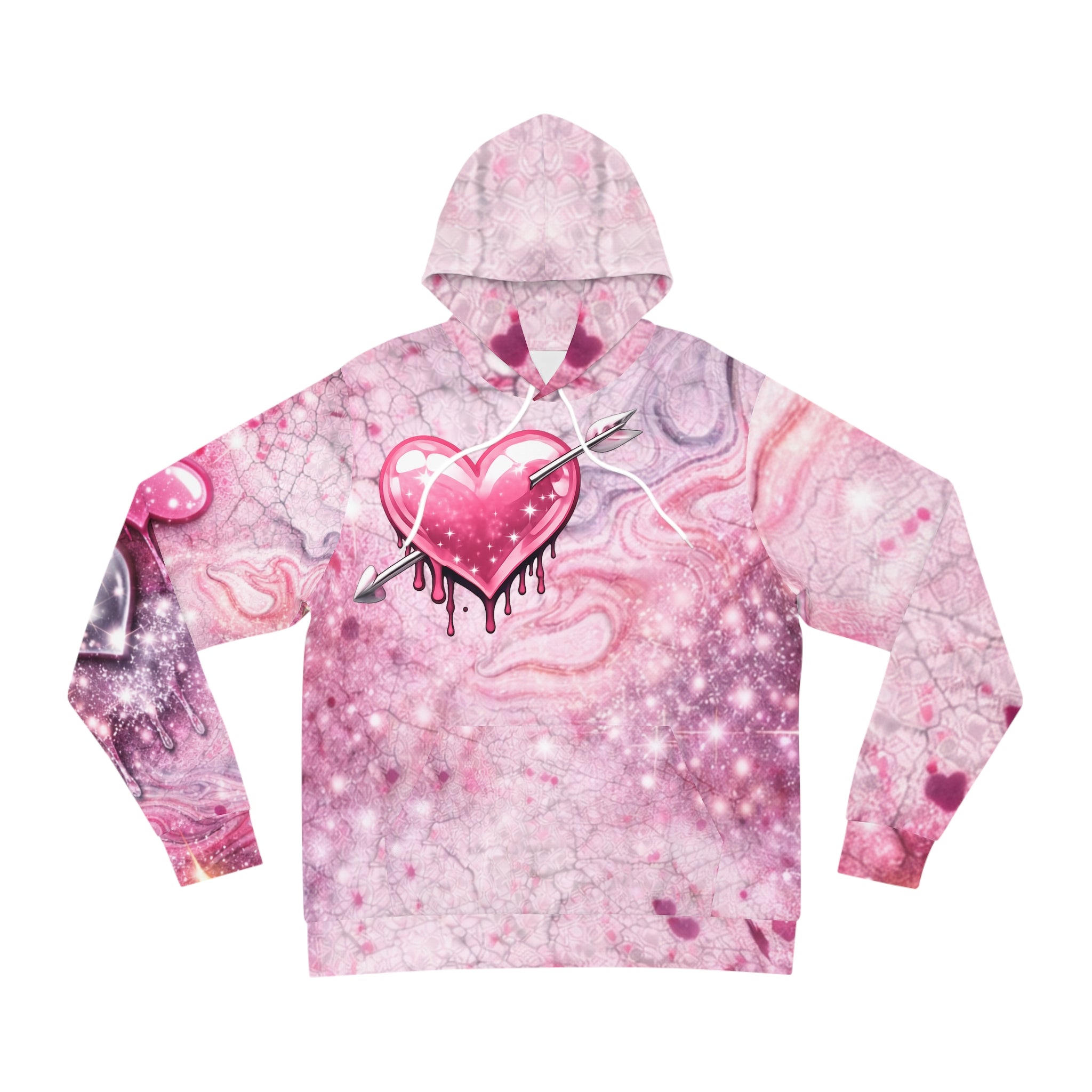 Valentine Pink Heart Galaxy Hoodie — Pink Heart Valentines Pullover