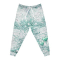 Teal Marble Glitter Athletic Joggers — Sparkling Hearts & Diamonds All-Over Print