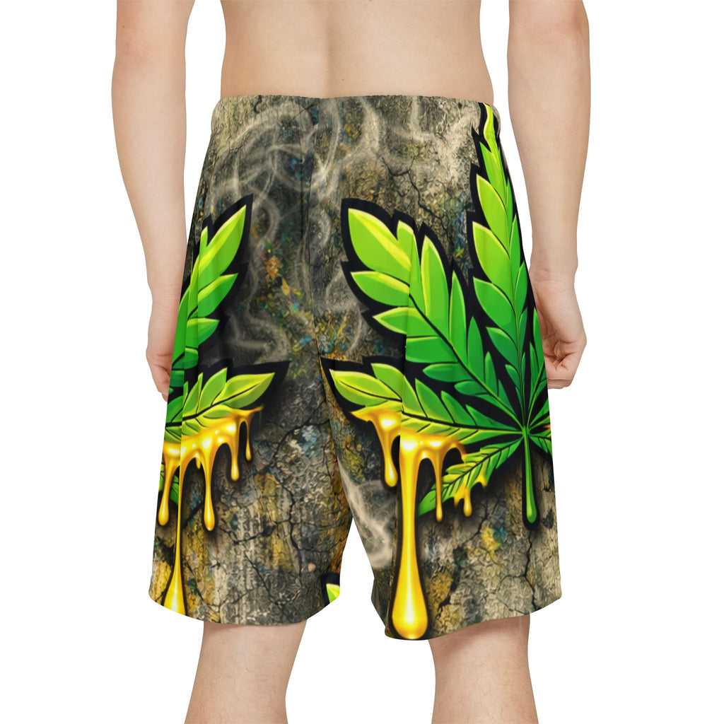 Dripping Cannabis Leaf AOP Men’s Sports Shorts — Bold Streetwear Activewear