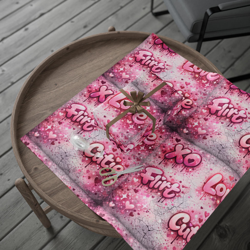 Valentine Pink "Love XO Cutie" Wrapping Paper