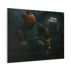 Spooky Pumpkin Head Canvas Art — Creepy Teddy Horror Wall Decor