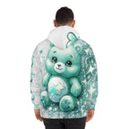 Teal Sparkle Bear Hoodie — Cute All-Over Print Fashion Hoodie