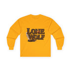 Lone Wolf Long Sleeve Tee — Vintage Wolf Portrait Graphic