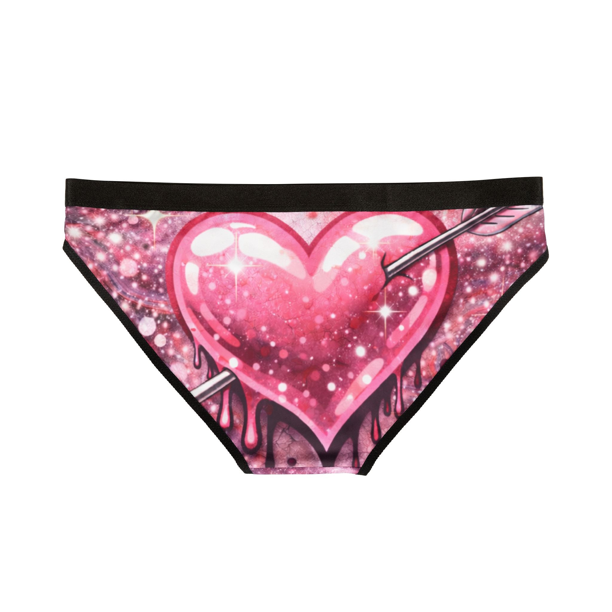 Pink Heart Galaxy Bikini Briefs — Glitter Drip Valentine’s Underwear