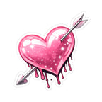Dripping Sparkle Heart Sticker — Pink Arrow Kiss-Cut Decal