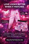 Women’s Valentines Set – Sports Bra + Boxers + Joggers
