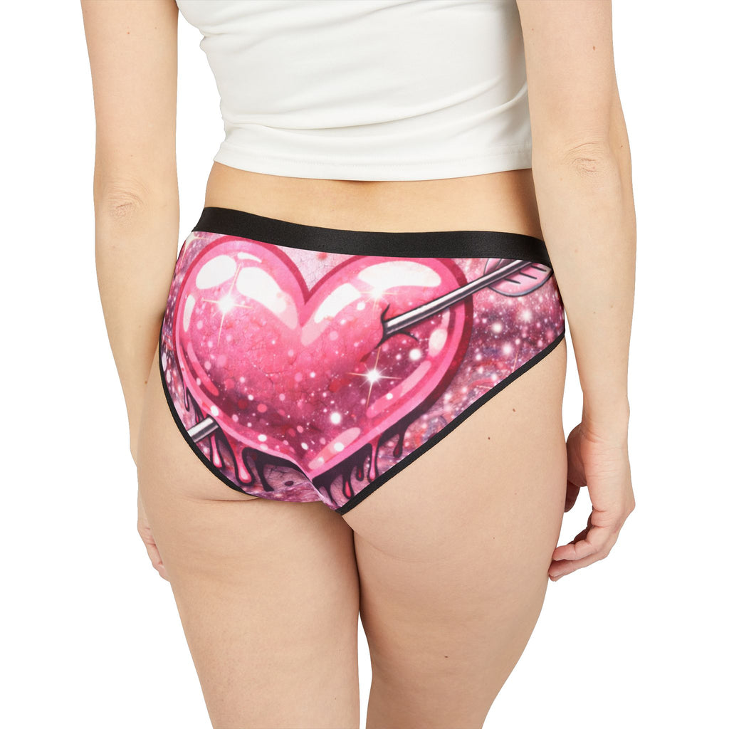 Pink Heart Galaxy Bikini Briefs — Glitter Drip Valentine’s Underwear