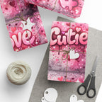 Valentine Pink "Love XO Cutie" Wrapping Paper