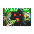 Money Talk Canvas Wall Art — Urban Graffiti Masked Figure with Cash