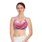 Pink Heart Arrow Sports Bra — Sparkling Cute Valentine Activewear