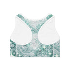 Mint Kawaii Bear Sports Bra — Cute Pastel Athletic Crop with Hearts