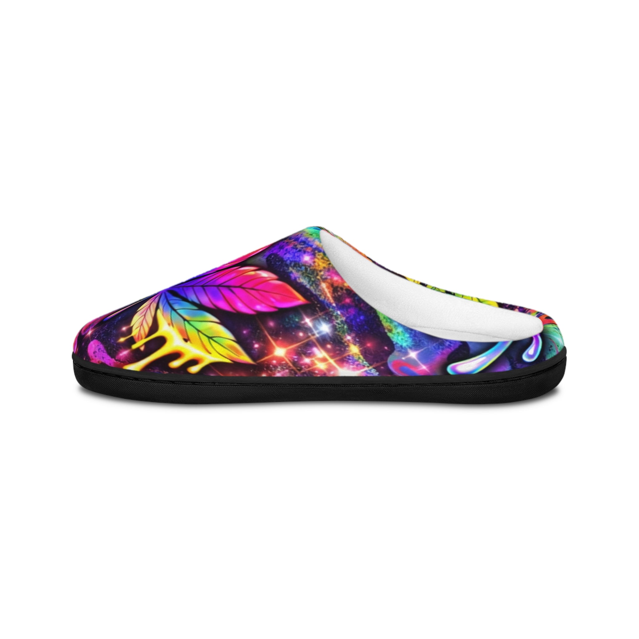 Psychedelic 420 Rainbow Leaf Indoor Slippers