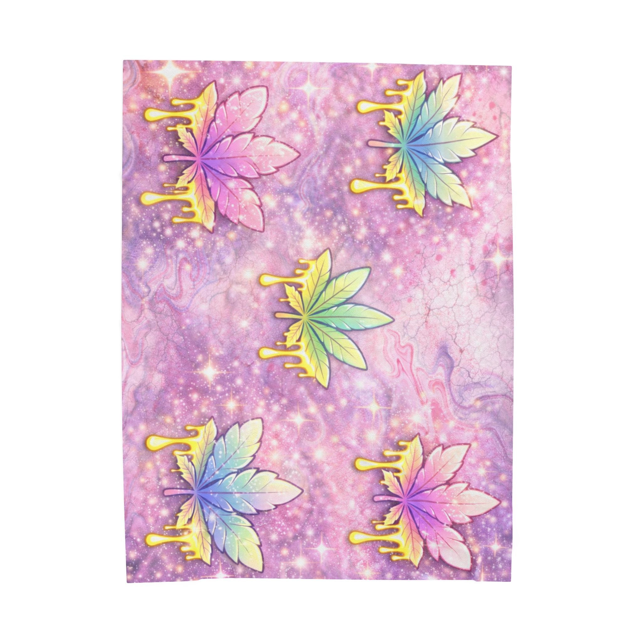 Pastel Rainbow Maple Leaf Velveteen Plush Blanket — Cozy Decorative Throw for Bedroom & Gifts